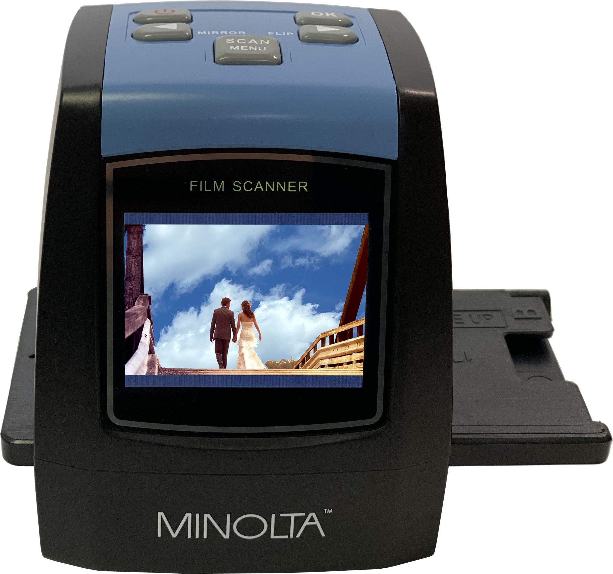 MINOLTA Escáner de películas y diapositivas, convertir color y B&W 1.378  in, 126, 110 negativos y diapositivas, películas súper 8 a fotos digitales